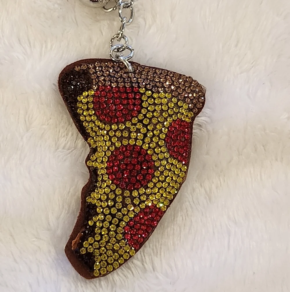 Pepperoni Pizza Slice Keychain Bag Charm